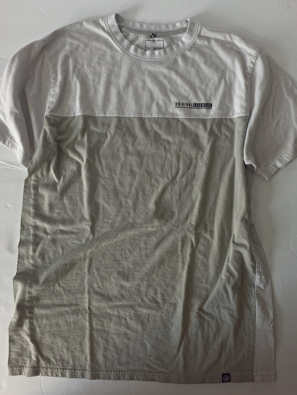 Original Essentials Two-Tone White and Light Olive Short Sleeve Tee